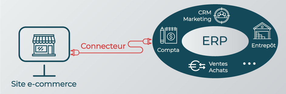 process de site e-commerce connecté à un ERP